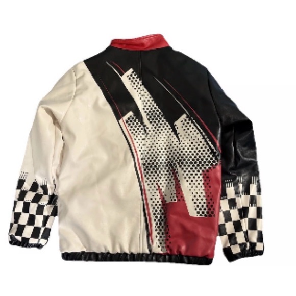 Reason Men's Black, Cream, and Red Bomber Jacket - Picture 2 of 5